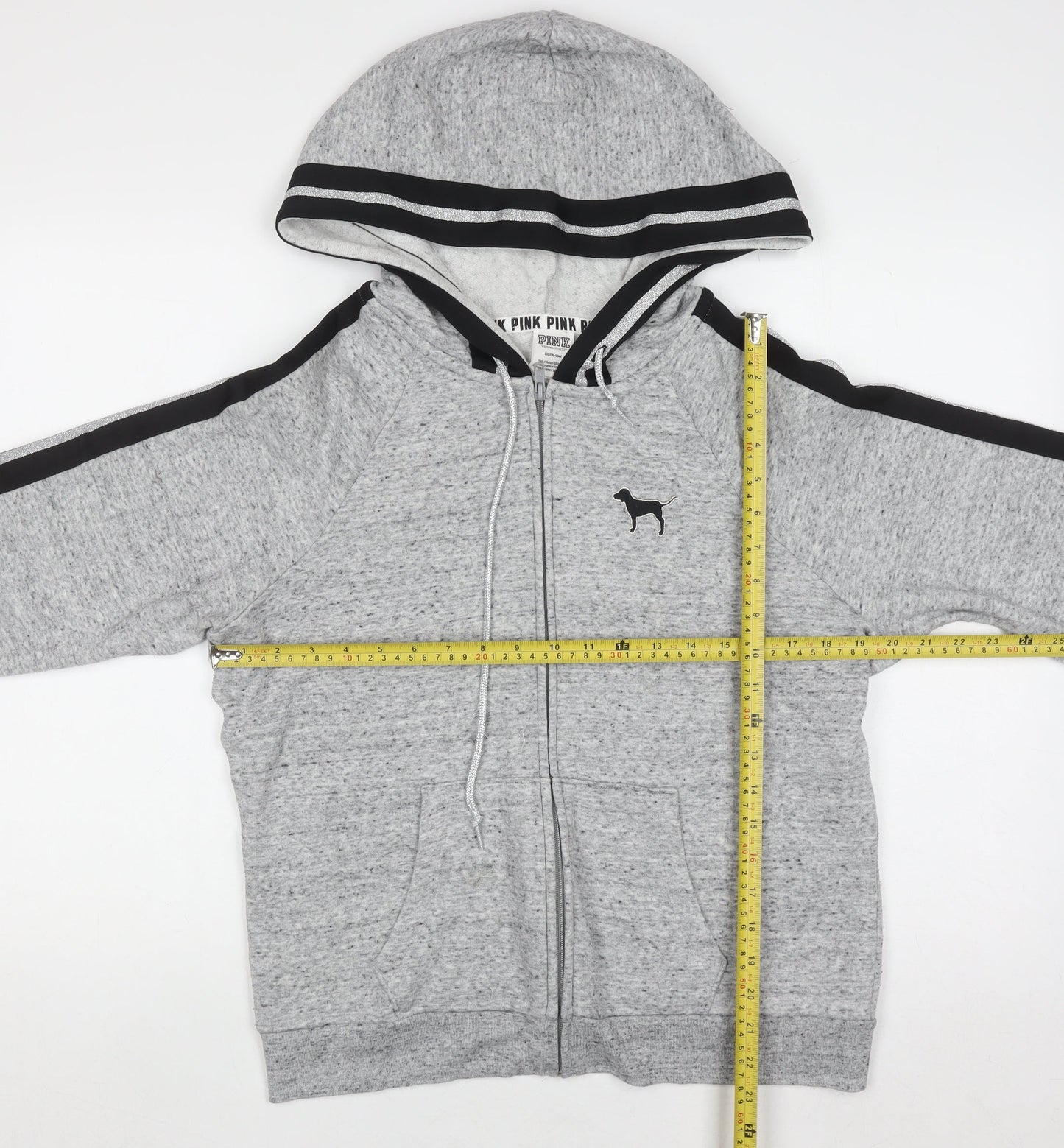 Womens UK Size L PINK Grey Full Zip Hoodie