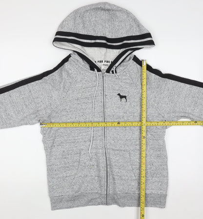 Womens UK Size L PINK Grey Full Zip Hoodie