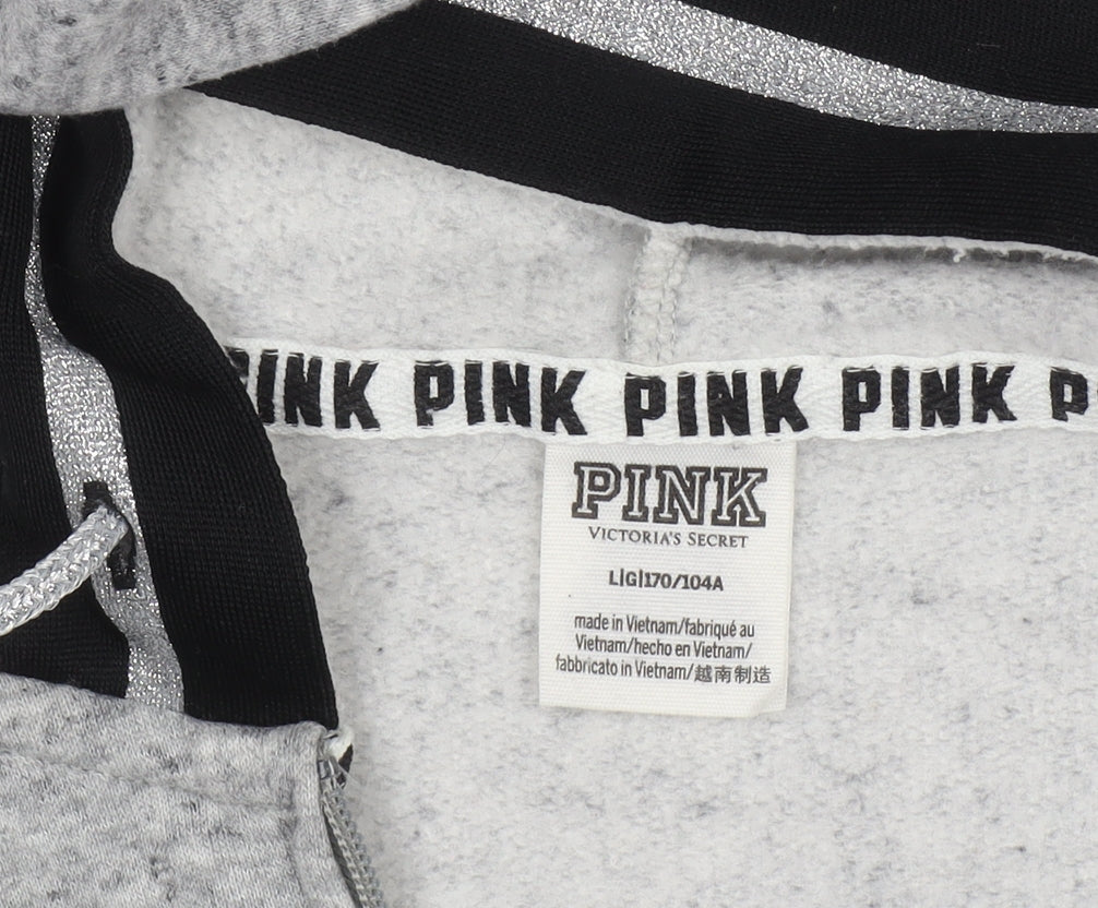 Womens UK Size L PINK Grey Full Zip Hoodie