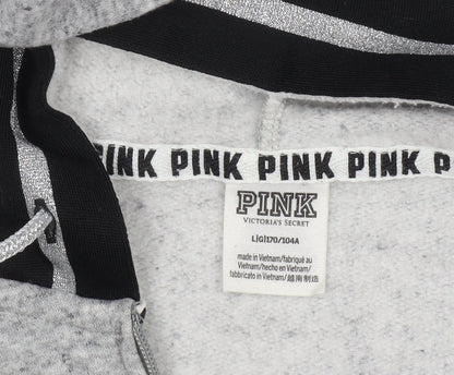 Womens UK Size L PINK Grey Full Zip Hoodie