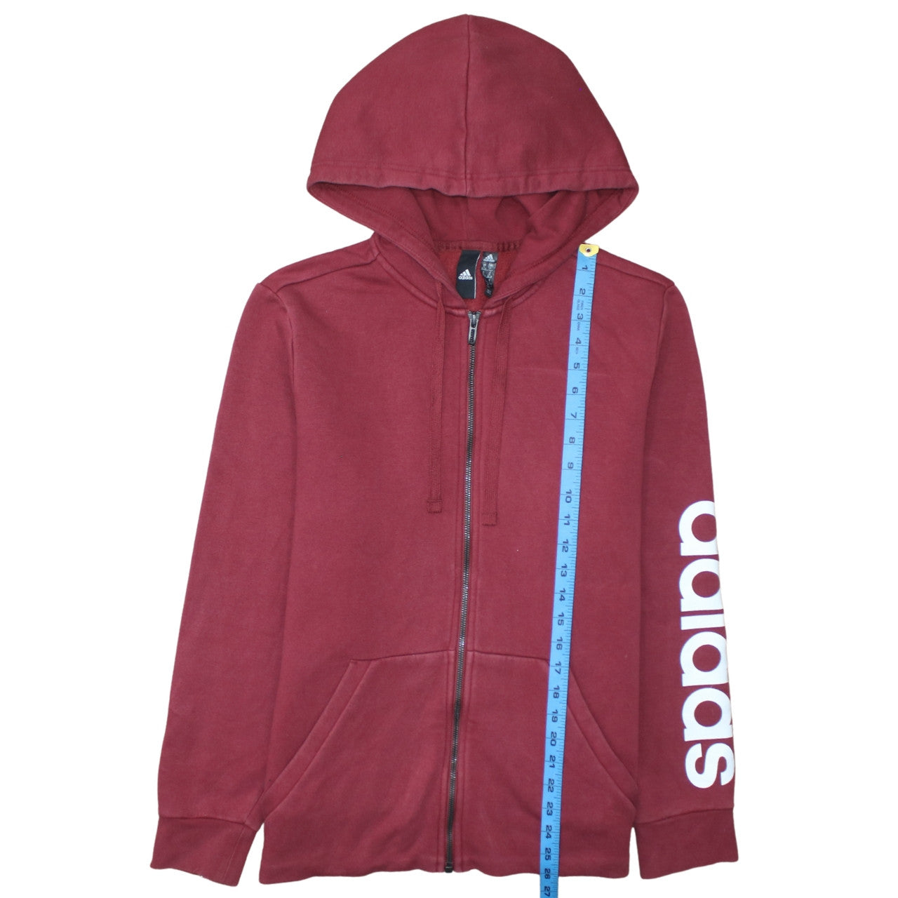 Mens UK Size XL adidas Red Full Zip Hoodie