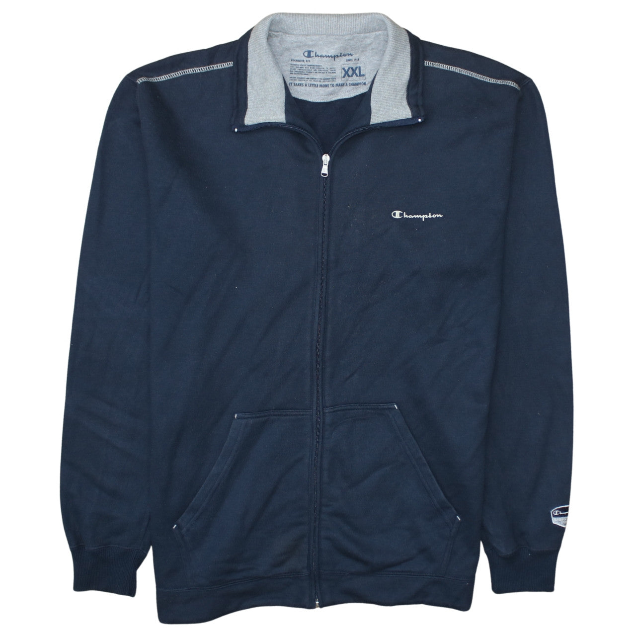 Mens UK Size 2XL Champion Blue Full Zip Sweatshirt