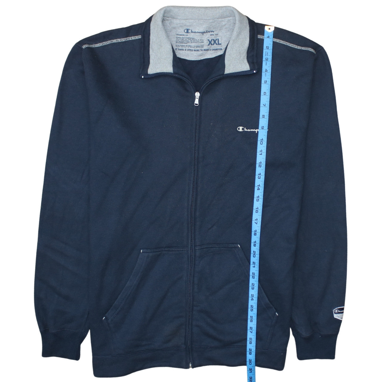Mens UK Size 2XL Champion Blue Full Zip Sweatshirt
