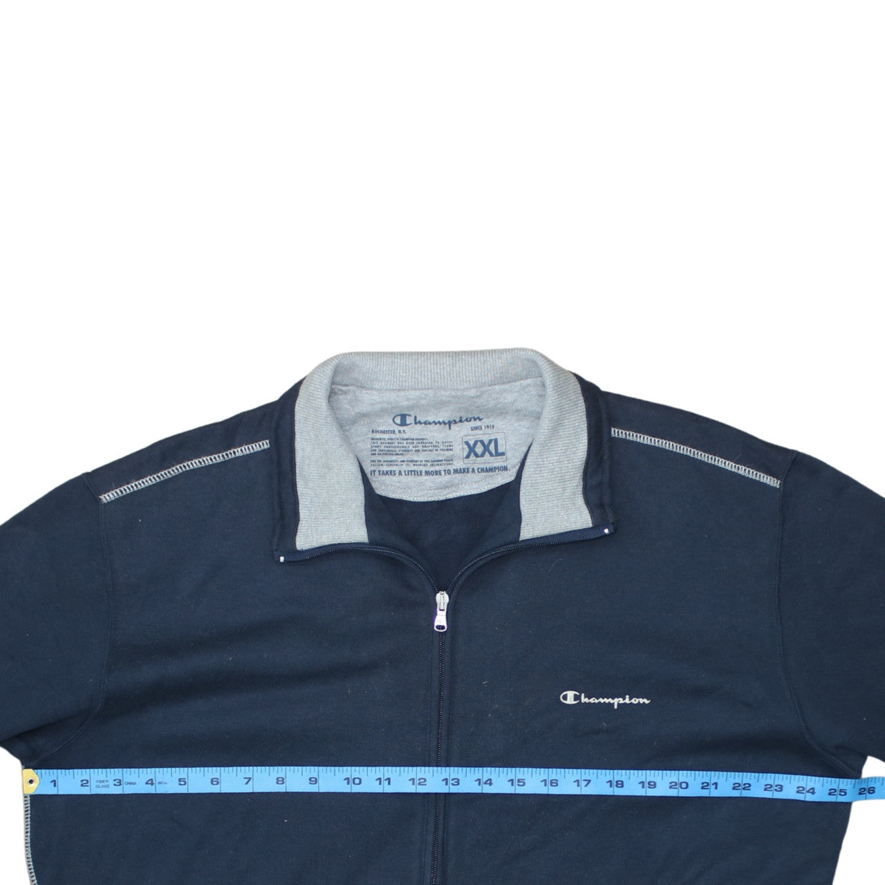 Mens UK Size 2XL Champion Blue Full Zip Sweatshirt
