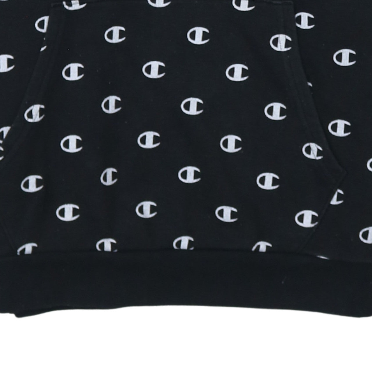 Champion Boys Black 13-14 Years Pullover Hoodie All Over Logo Print