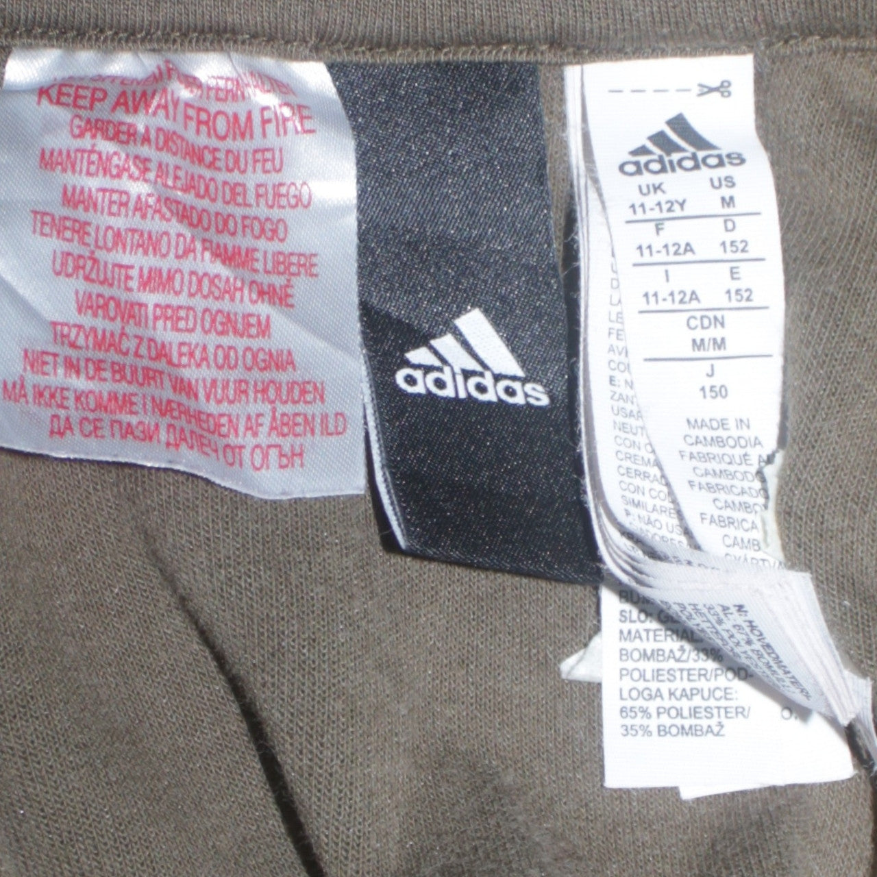 Boys UK Size 11-12 Years adidas Green Full Zip Hoodie