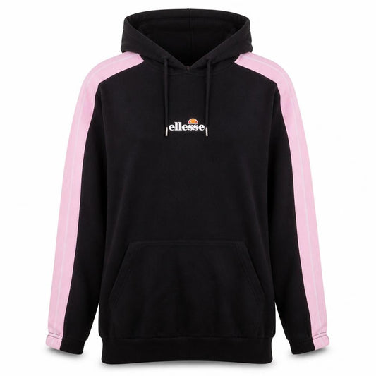 Front view of Ellesse Women's Black & Pink Pullover Hoodie UK 10 Cotton Logo