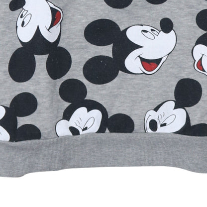 Disney Women Grey Mickey Mouse Sweatshirt M Graphic Pullover