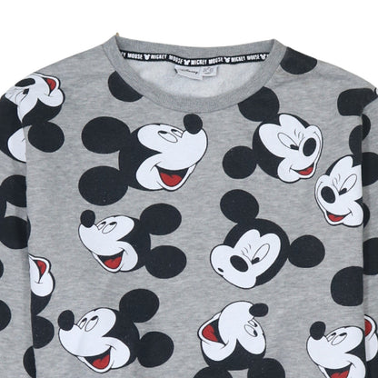 Disney Women Grey Mickey Mouse Sweatshirt M Graphic Pullover