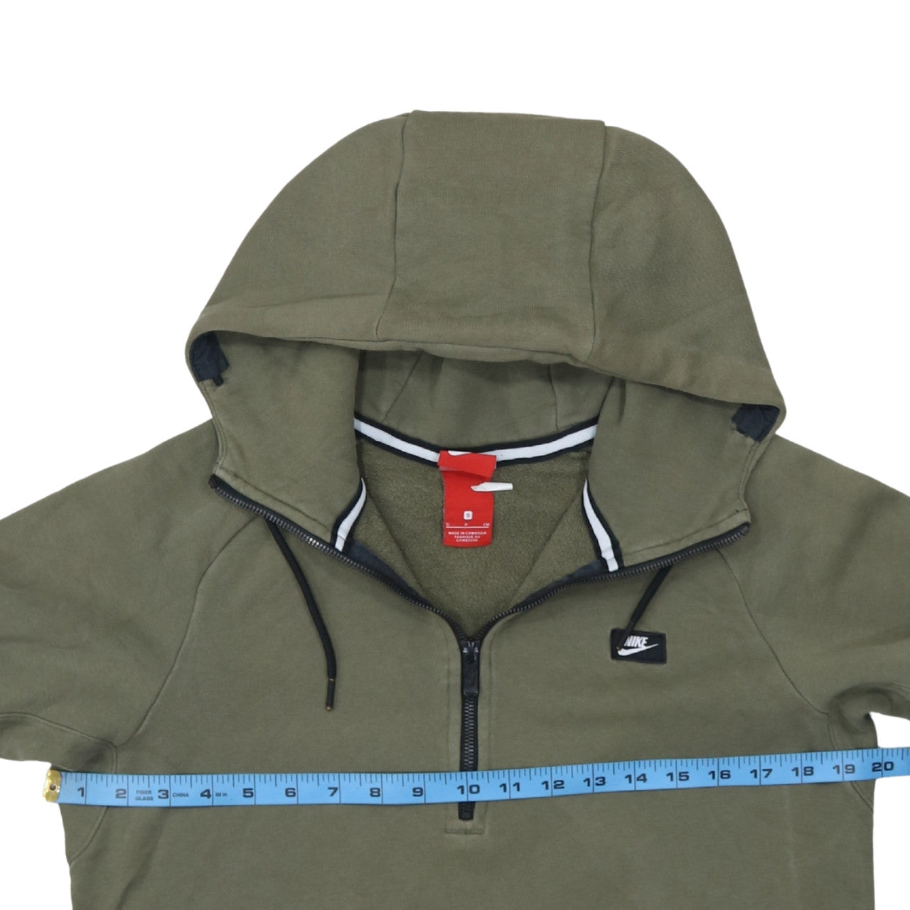 Mens UK Size M Nike Green 1/2 Zip Hoodie