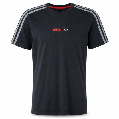Front view of Adidas Men's Black Small Trefoil Logo Sports T-Shirt