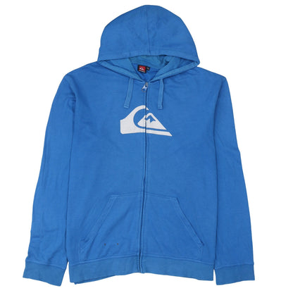 Quiksilver Men Blue 2XL Zip Hoodie Cotton Blend Casual Surfwear