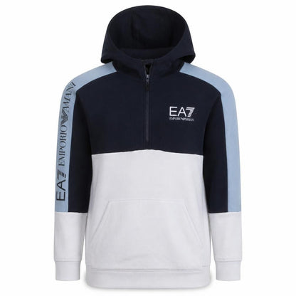 Front view of Emporio Armani EA7 boys’ multicoloured 14y half zip hoodie