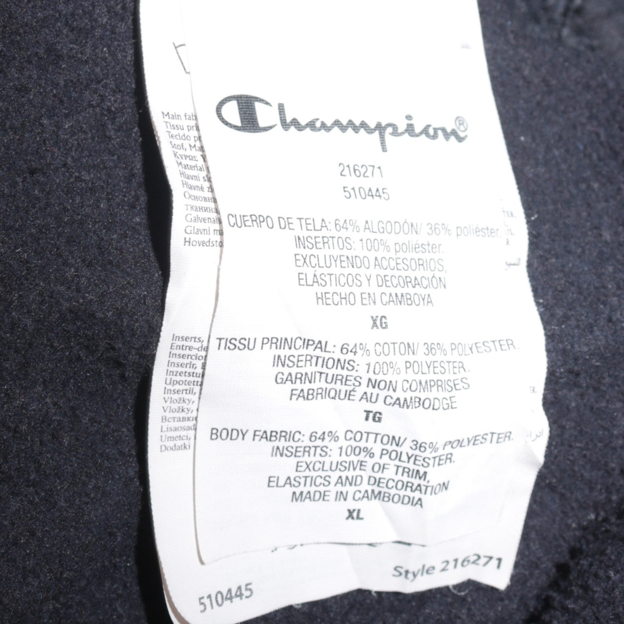 Mens UK Size XL Champion Black Pullover Hoodie