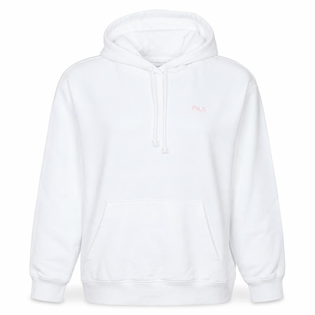 Fila Women White Hooded Pullover Sweatshirt XL 80s Style