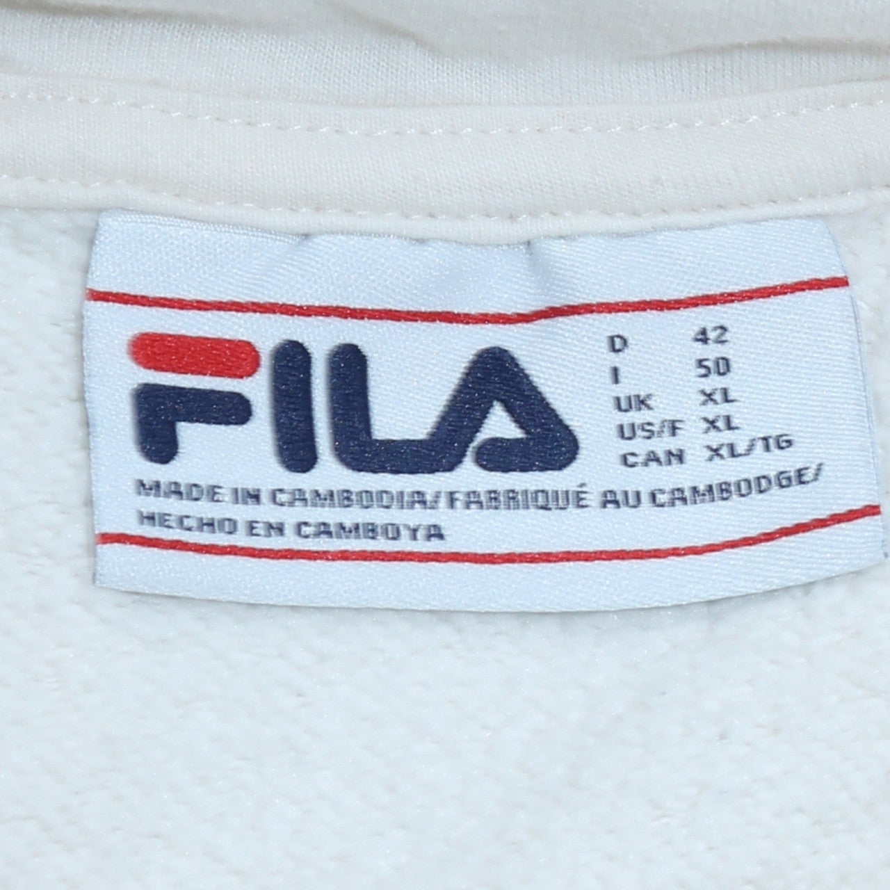 Womens UK Size XL FILA White Pullover Hoodie