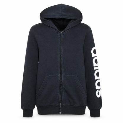 Front view of Adidas boys’ black full zip hoodie 14-15 years hooded sweatshirt