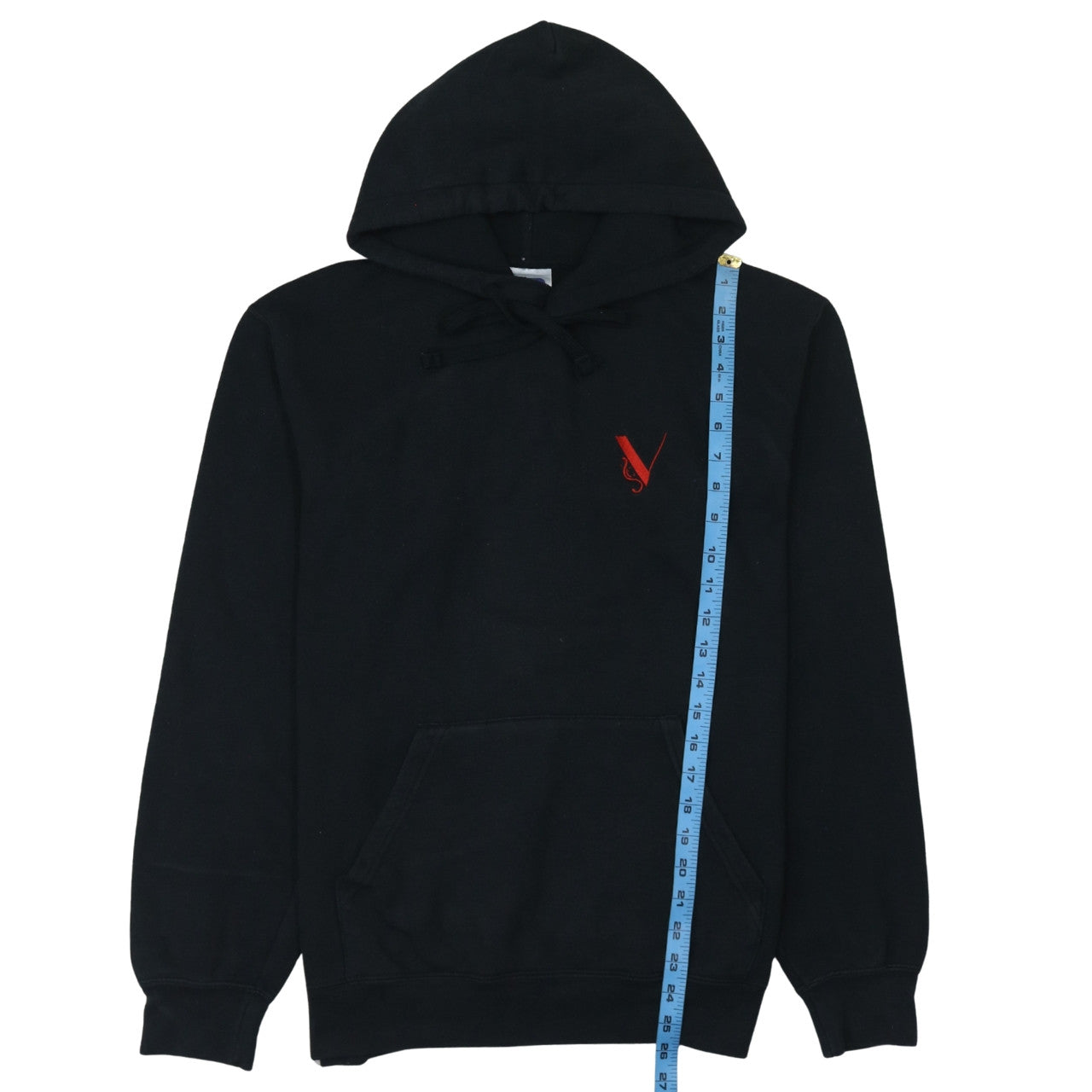 Mens UK Size M Russell Black Pullover Hoodie