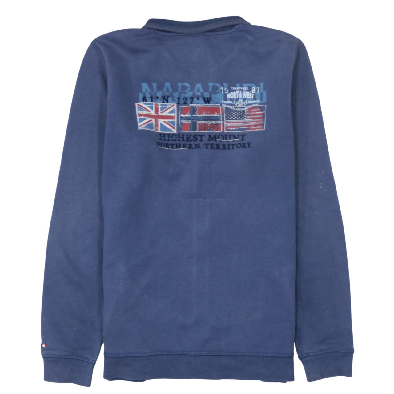 Mens UK Size L Napapijri Blue Full Zip Sweatshirt