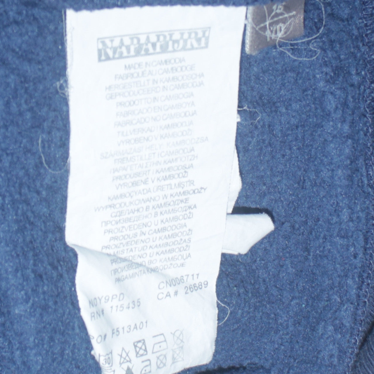 Mens UK Size L Napapijri Blue Full Zip Sweatshirt
