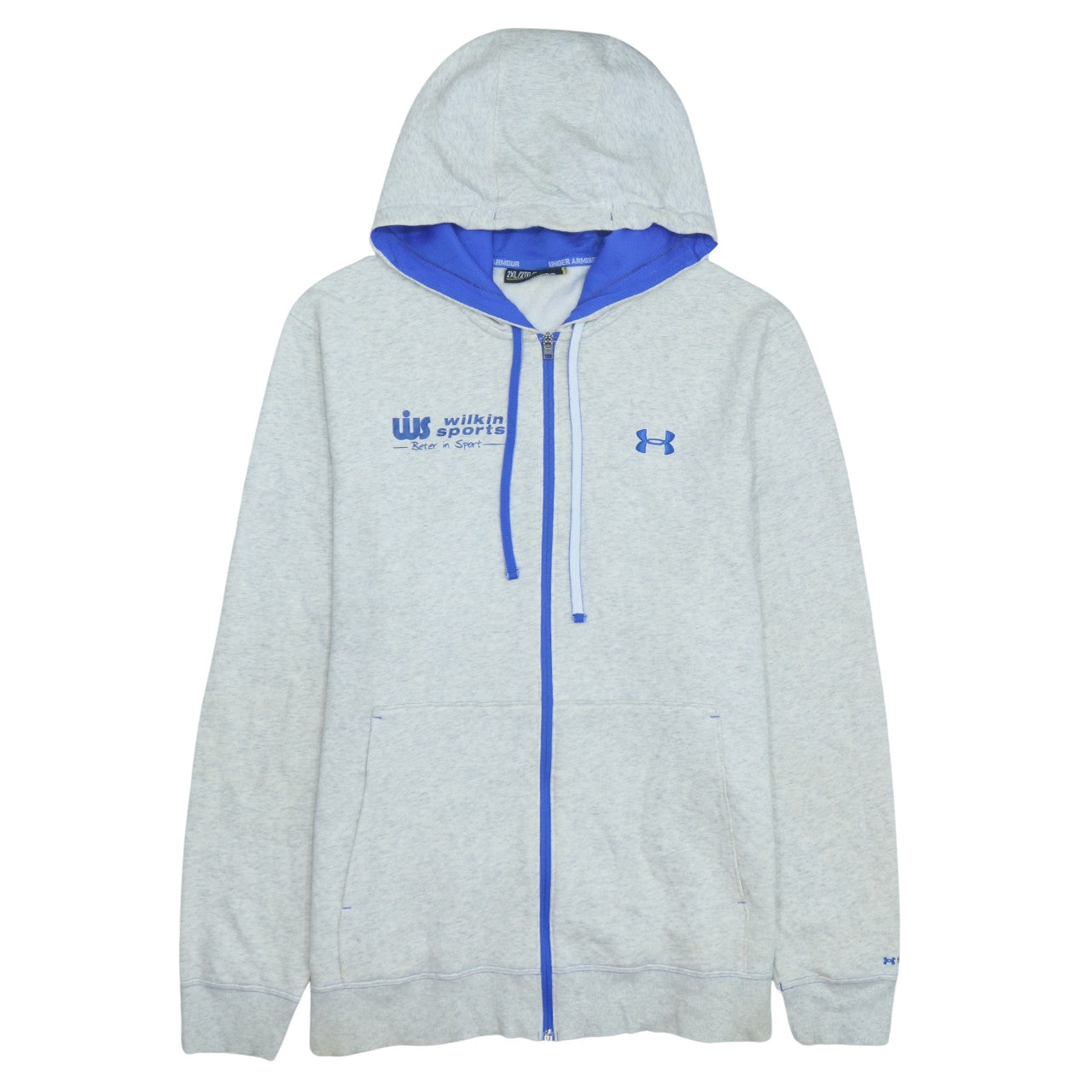Mens UK Size 2XL Under armour Grey Full Zip Hoodie
