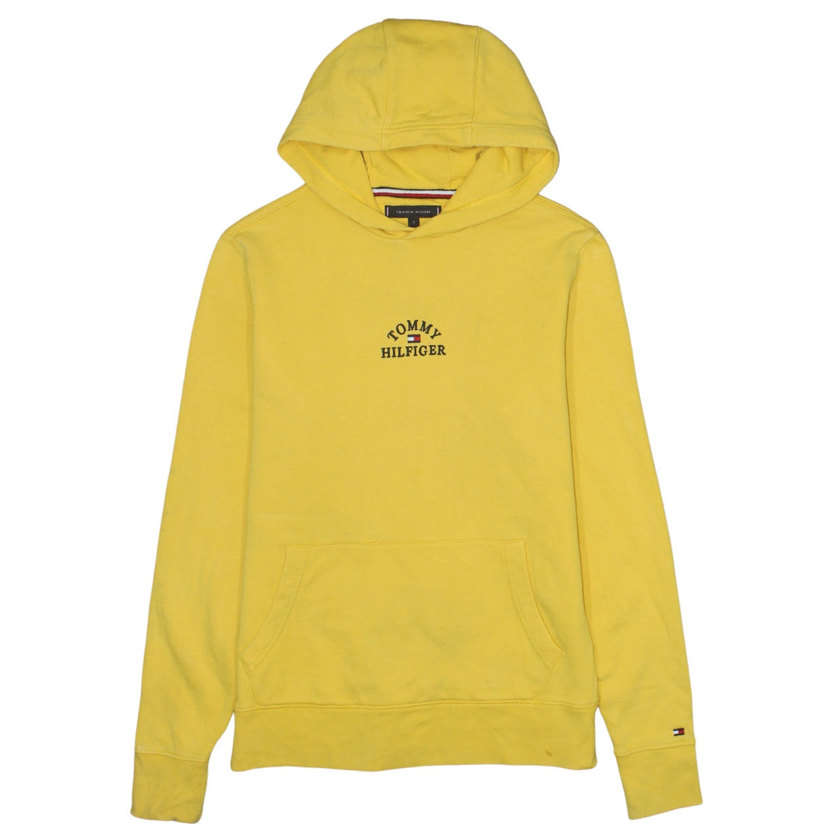 Mens UK Size S Tommy Hilfiger Yellow Pullover Hoodie