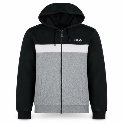 Fila Men's Grey Black Full Zip Hoodie Size M