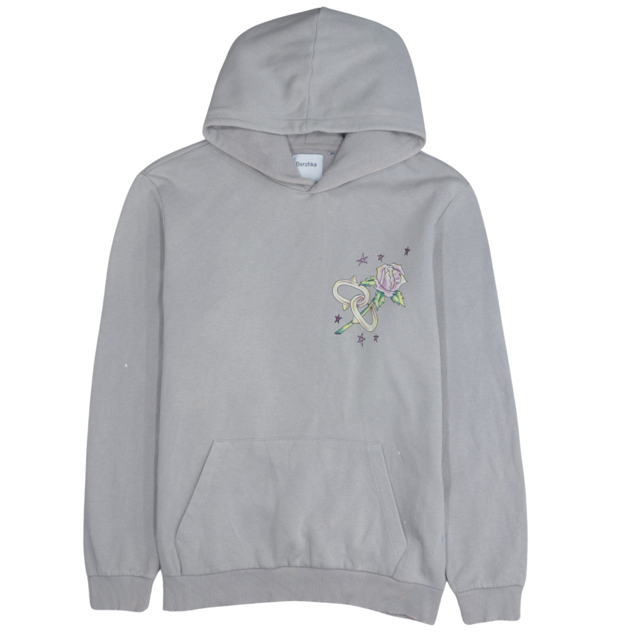 Mens UK Size L Bershka Grey Pullover Hoodie