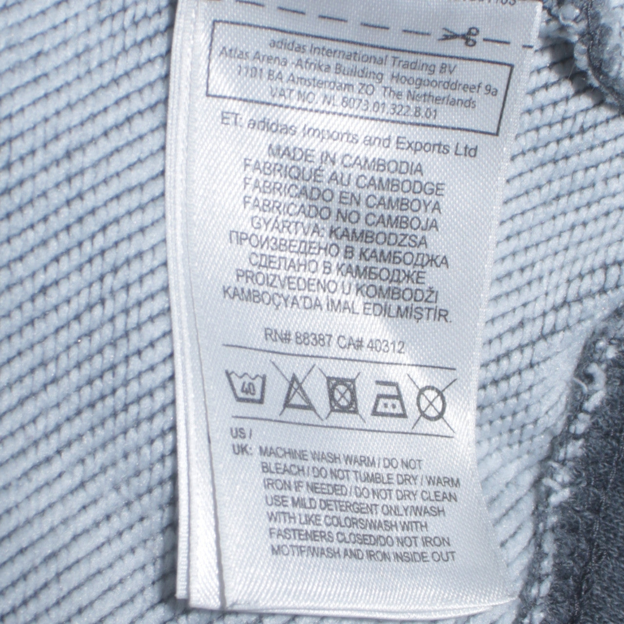Mens UK Size L adidas Grey Full Zip Hoodie