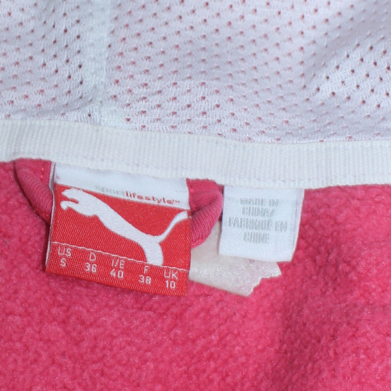 Womens UK Size 10 PUMA Pink Full Zip Hoodie