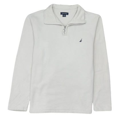Mens UK Size L Nautica White 1/4 Zip Sweatshirt