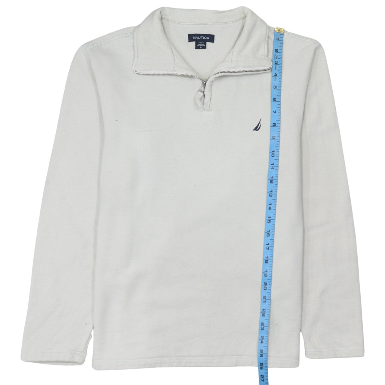 Mens UK Size L Nautica White 1/4 Zip Sweatshirt