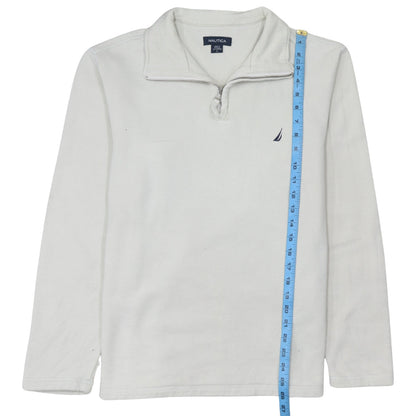 Mens UK Size L Nautica White 1/4 Zip Sweatshirt