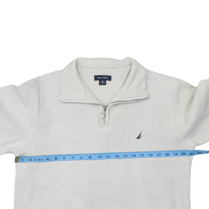 Mens UK Size L Nautica White 1/4 Zip Sweatshirt