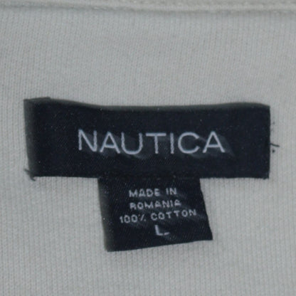 Mens UK Size L Nautica White 1/4 Zip Sweatshirt