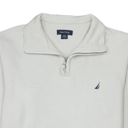 Mens UK Size L Nautica White 1/4 Zip Sweatshirt