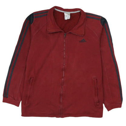 Mens UK Size L adidas Red Full Zip Sweatshirt