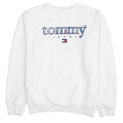 Mens UK Size XS Tommy Jeans White Pullover Sweatshirt