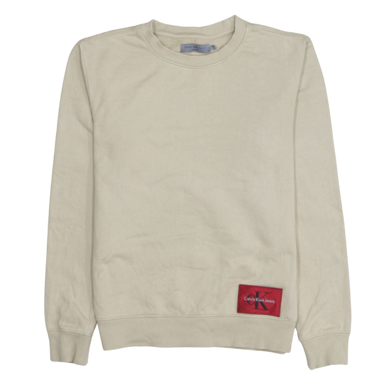 Mens UK Size S Calvin Klein Jeans Beige Pullover Sweatshirt