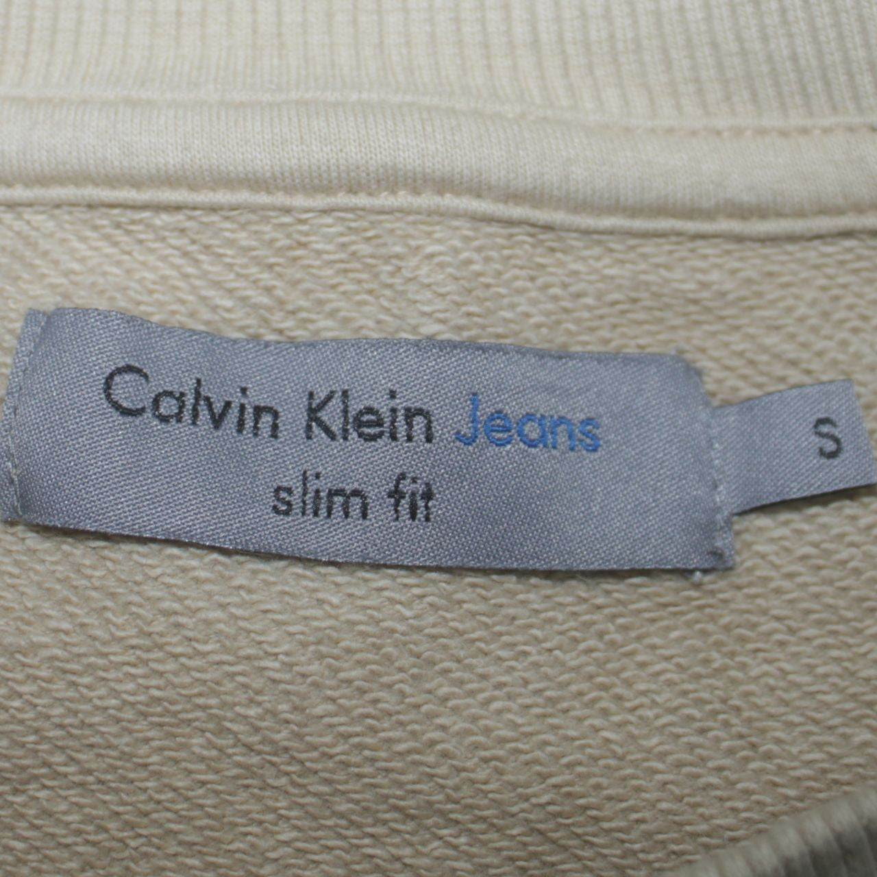Mens UK Size S Calvin Klein Jeans Beige Pullover Sweatshirt