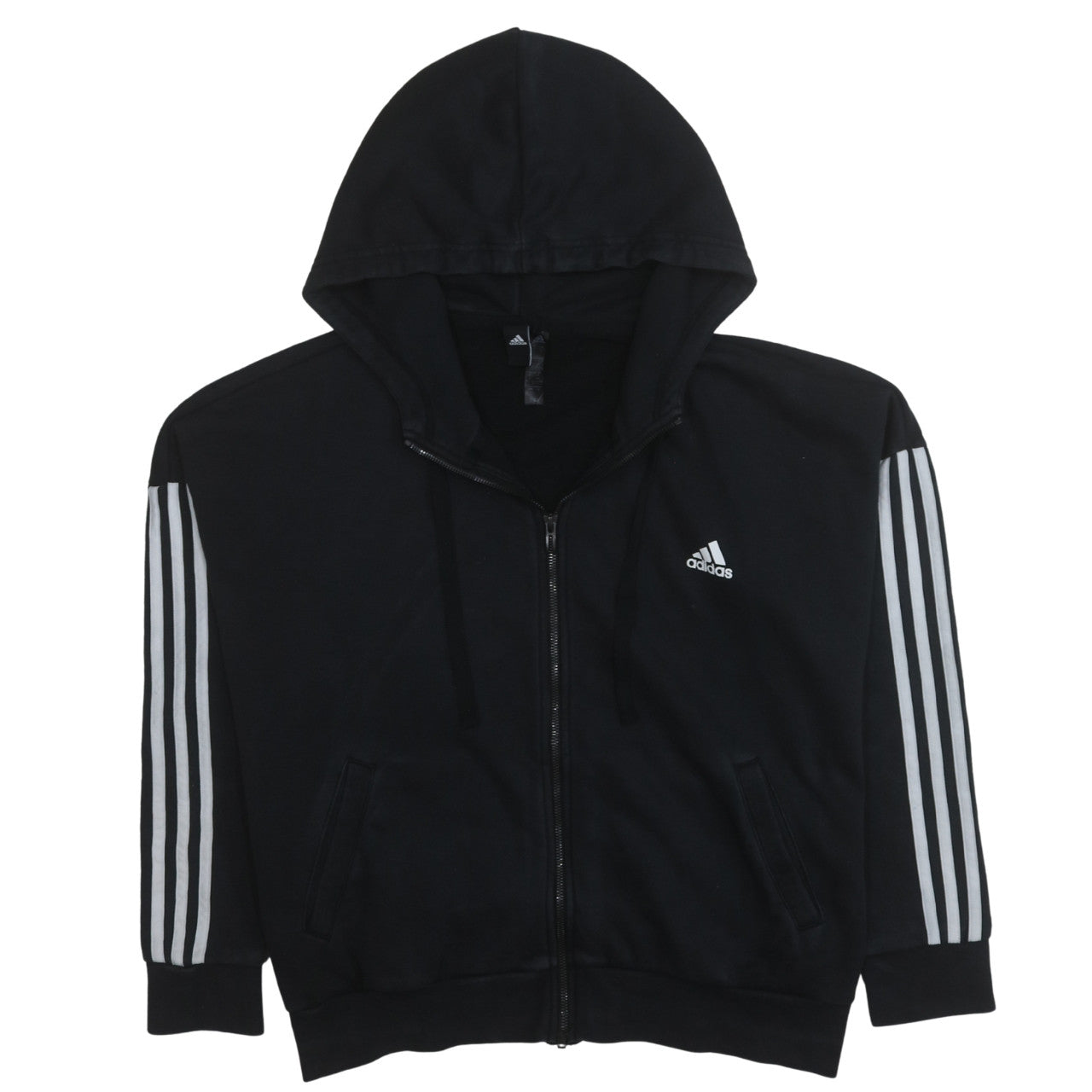 Womens UK Size XL adidas Black Full Zip Hoodie