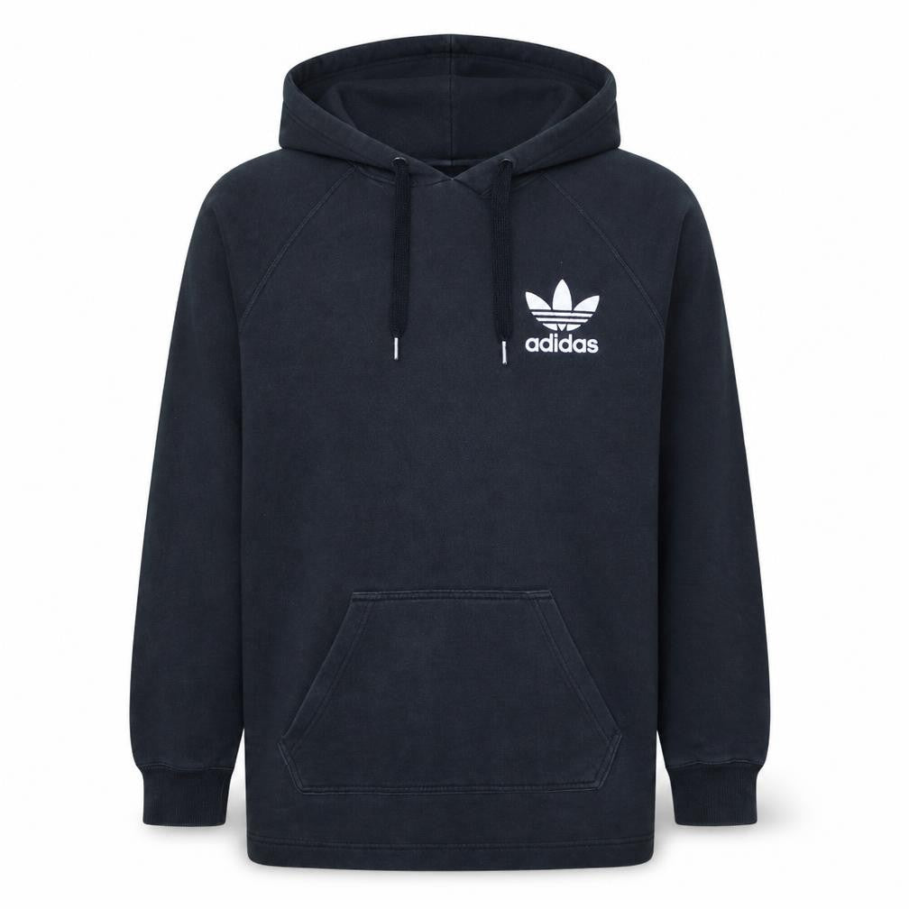 Front view of Adidas Men's Black Pullover Hoodie M Sports Fleece Sweatshirt