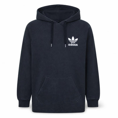 Front view of Adidas Men's Black Pullover Hoodie M Sports Fleece Sweatshirt