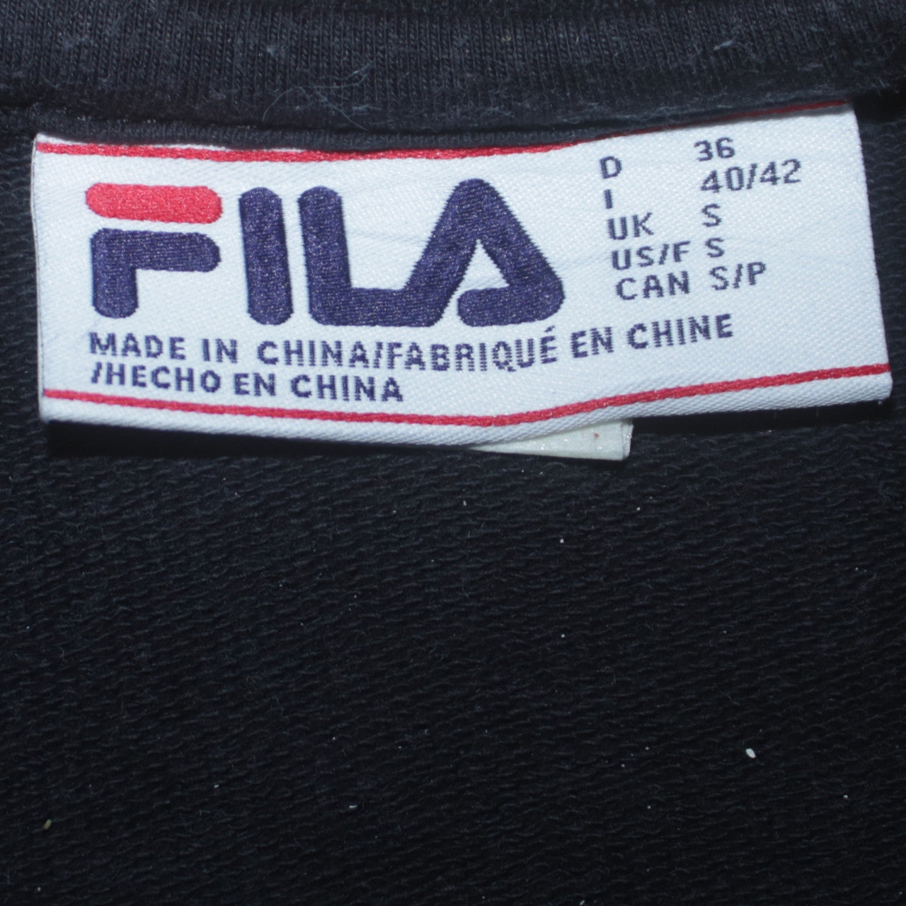 Mens UK Size S FILA Black Pullover Sweatshirt