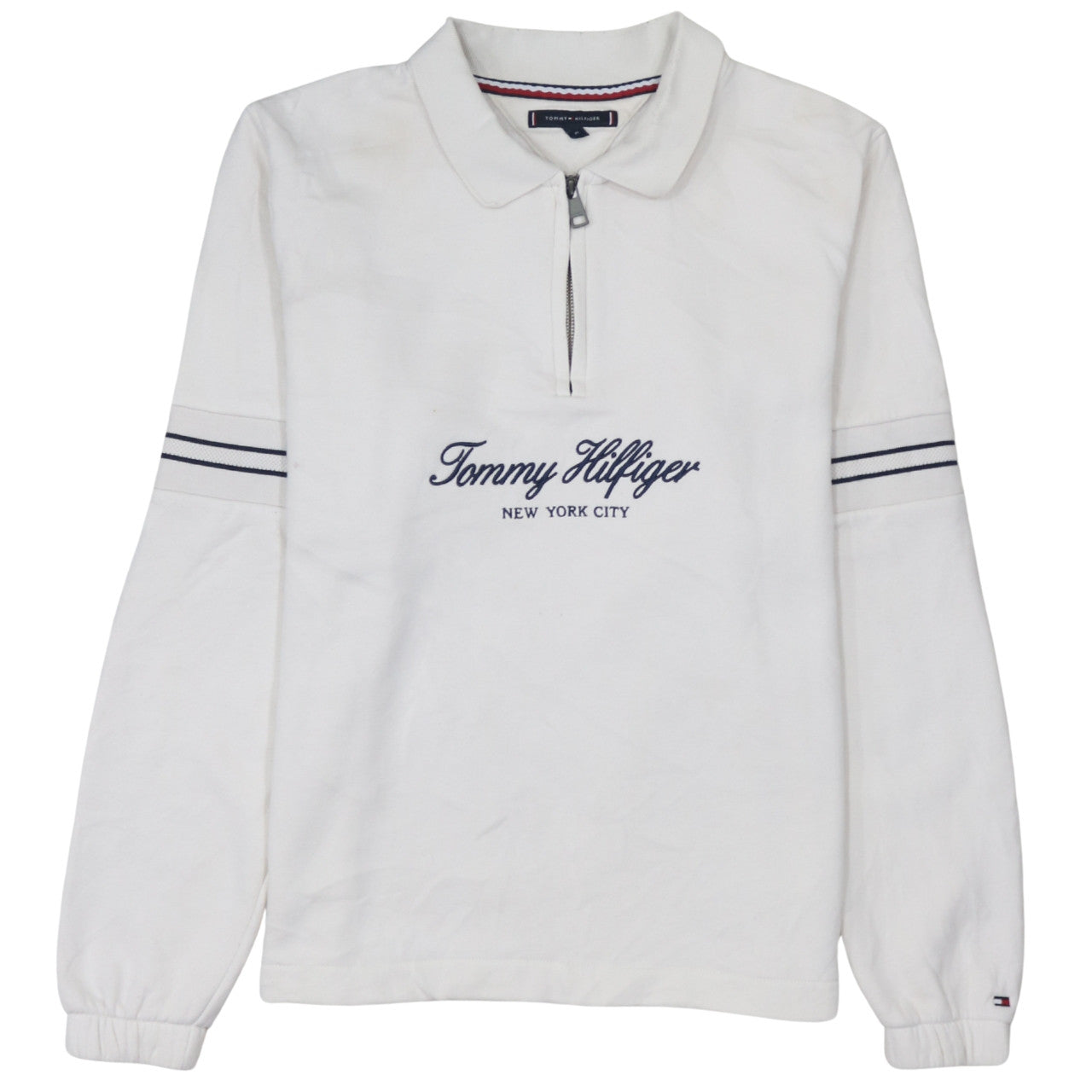 Mens UK Size M Tommy Hilfiger White Henley Sweatshirt