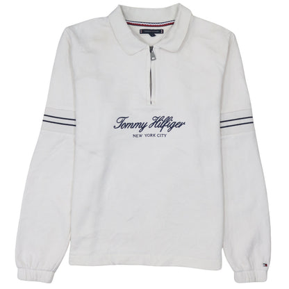 Mens UK Size M Tommy Hilfiger White Henley Sweatshirt