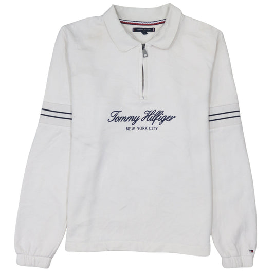 Mens UK Size M Tommy Hilfiger White Henley Sweatshirt