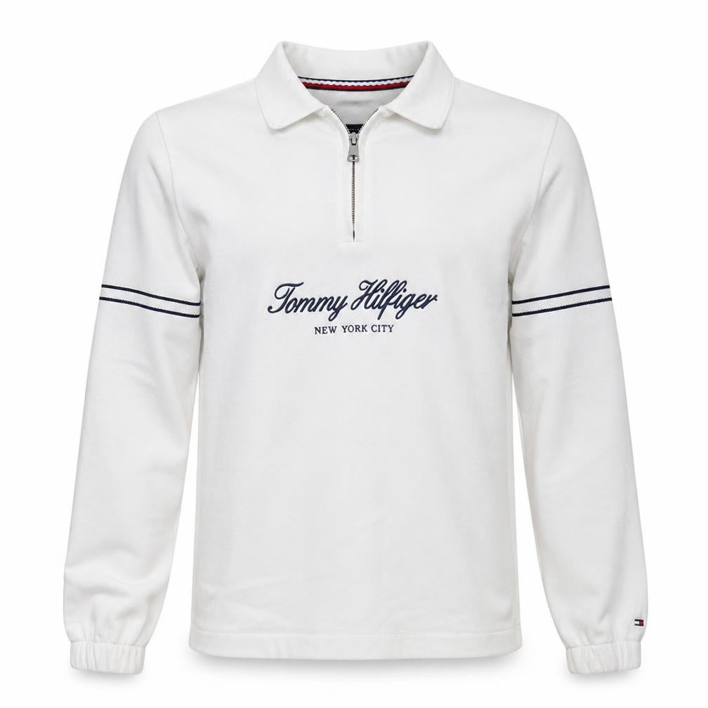 Mens UK Size M Tommy Hilfiger White Henley Sweatshirt