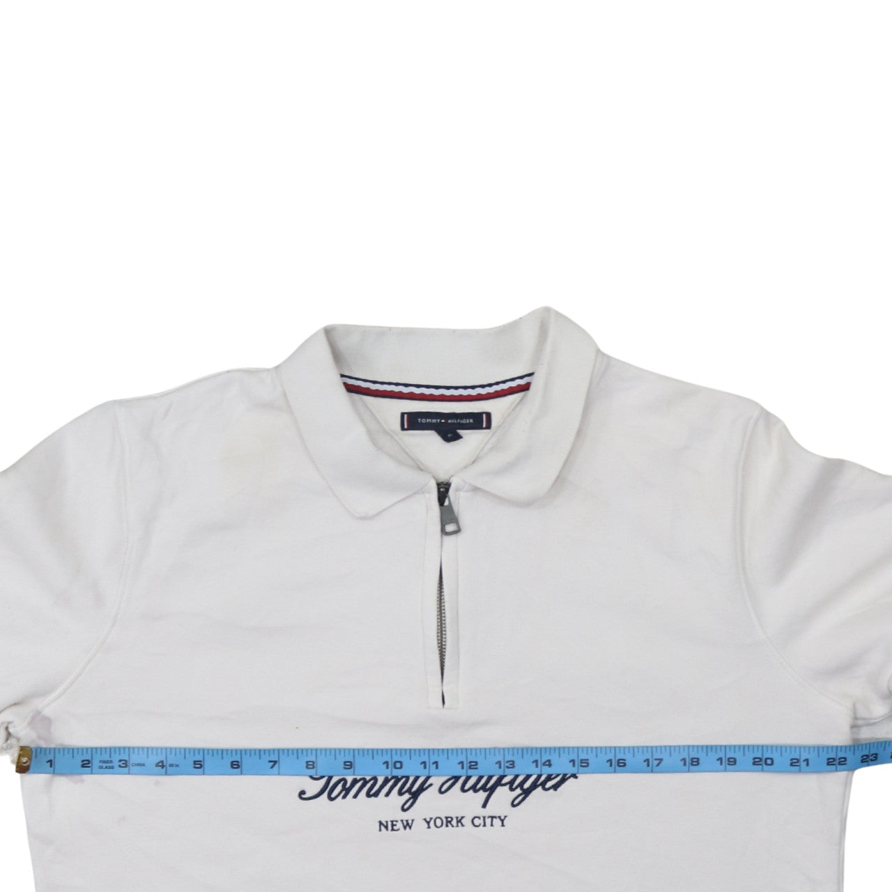 Mens UK Size M Tommy Hilfiger White Henley Sweatshirt