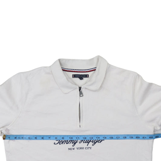 Mens UK Size M Tommy Hilfiger White Henley Sweatshirt